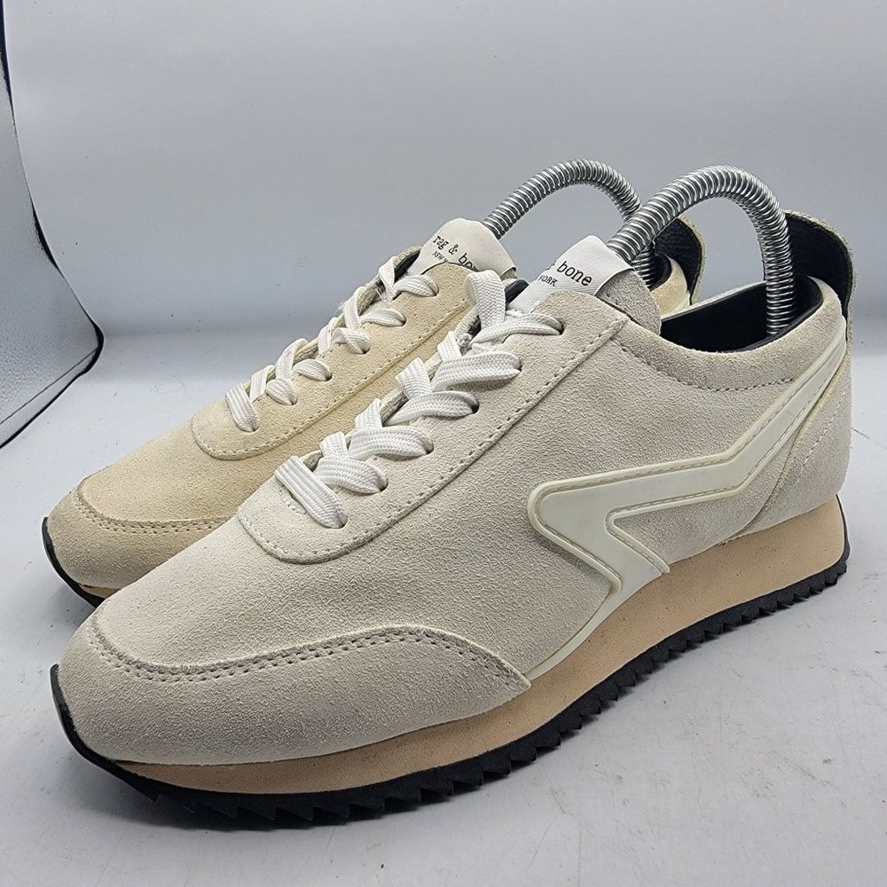 Rag & Bone Retro Runner Womens Size 6 Casual Sneaker Antique White Suede EU 36 - Picture 4 of 12